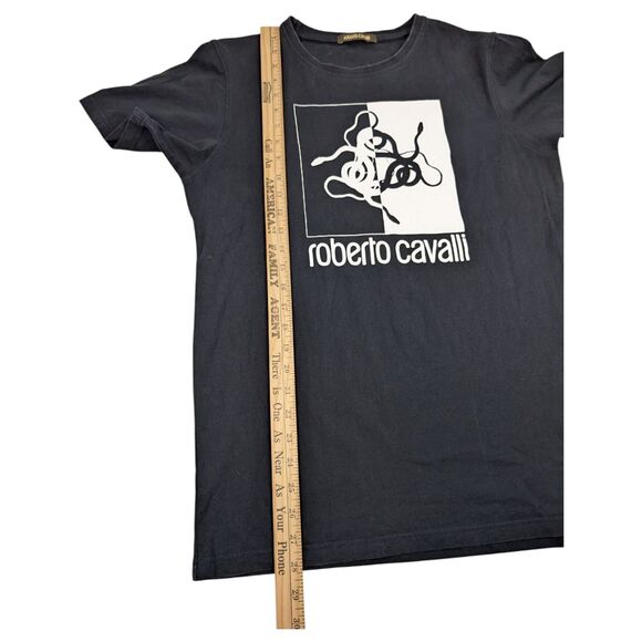 Roberto Cavalli Black White Snake Graphic T-Shirt Men's‎ Size XL Slim - Picture 8 of 8